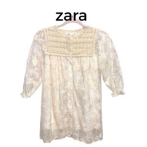 NWT Zara Girls cream lace and embroidered dress